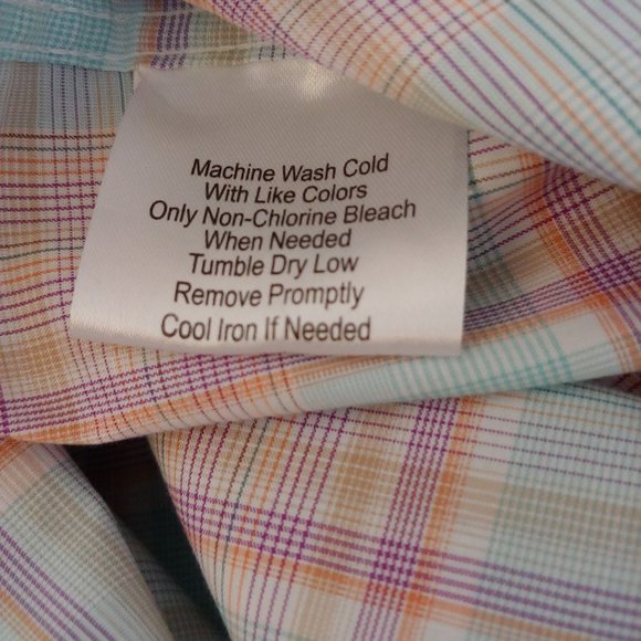 Egara Mens Pink/Mint Green Plaid Flip Contrasting Cuff Button Shirt 3XLT NWT - Picture 10 of 10